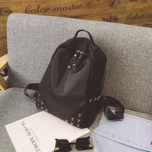 

outdoor bags women small leather backpack rivet bagpack daily cute black for teenager schoolbag casual travel rucksack shoulder bag