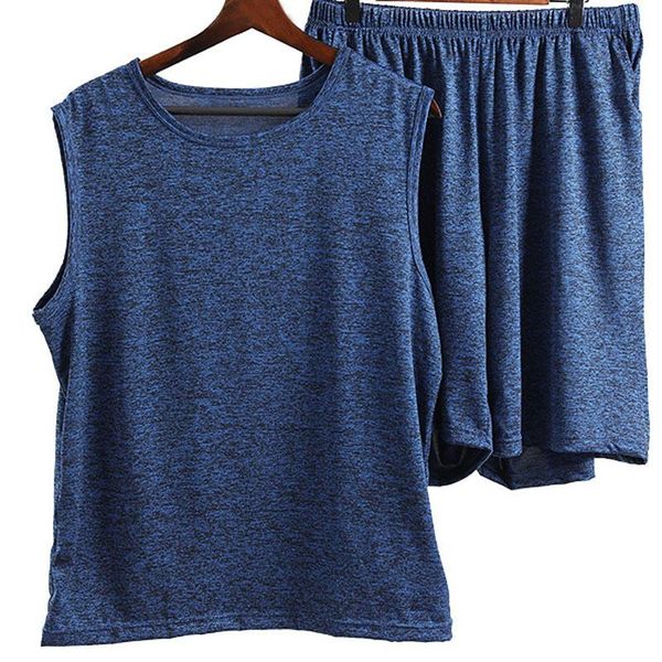 

men's tracksuits summer men vest with shorts bust 180cm loose sets 5 colors, Gray