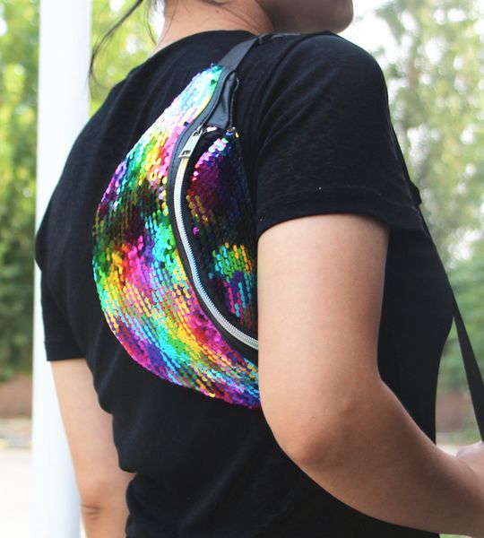 

running sports waistbag women's waist bag mermaid handbag one shoulder bags cross sequin handbags