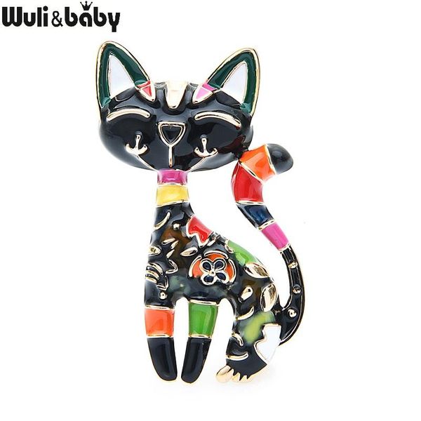 

pins, brooches wuli&baby flower enamel cat women 2-color designer style animal office casual brooch pins gifts, Gray