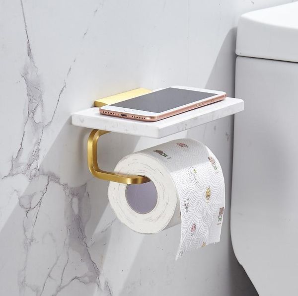

toilet paper holders marble towel rack holder wall hanging box cell phone shelf bathroom accessories brushed gold bar