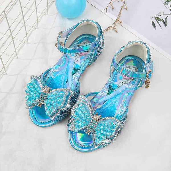 

70% off factory online girls' sandals spring summer 2021 new flash children's flat bottom princess bright diamond crystal shoes pr, Black