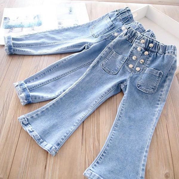 

2021 spring girls leisure trumpet jeans children's wear wholesale, Blue