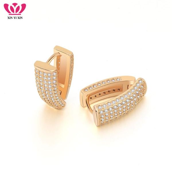 

hoop & huggie cubic zirconia earrings for women gold color shining luxury engagement girl mom fashion jewelry gift 2021, Golden;silver