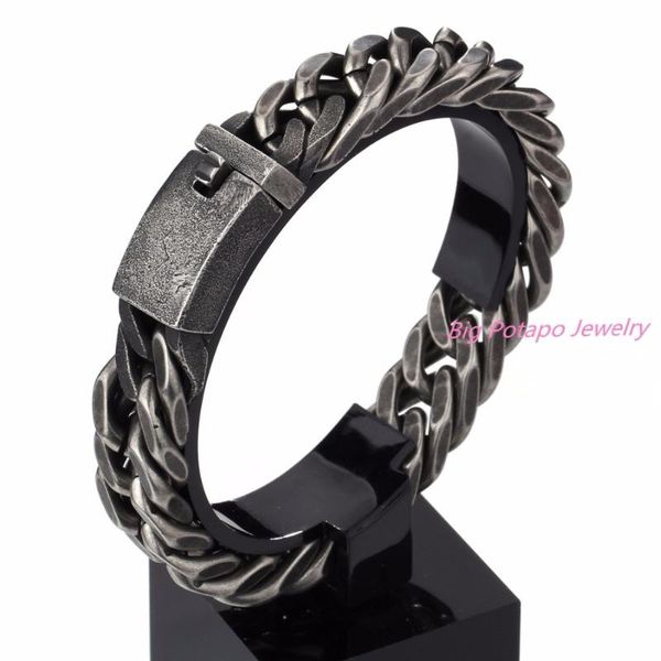 

link, chain selling fashion jewelry stainless steel classic biker black men's women's bracelet/bangles
