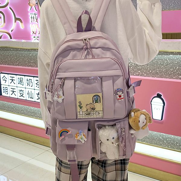 

purple nylon backpack for women large capacity backapck 2021 new student travel rucksack girl multifunctional school bag 7 grade