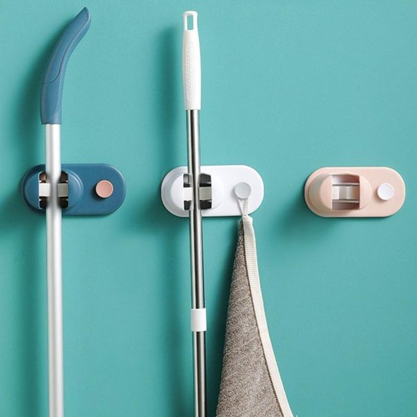

hooks & rails wall mounted broom clips mop gripper hole-bathroom hanging clip