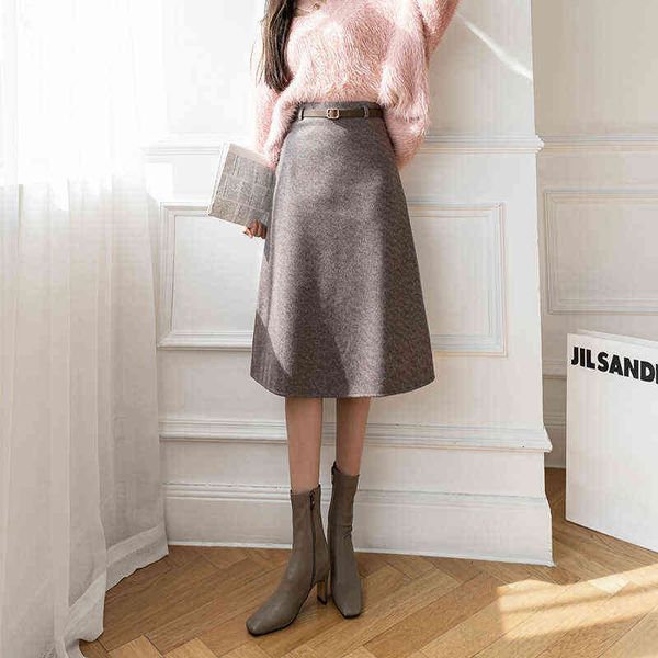 

casual dresses 2022 autumn and winter korean version high waist medium length a-line skirt, hip wrapped slim skirt, Black;gray