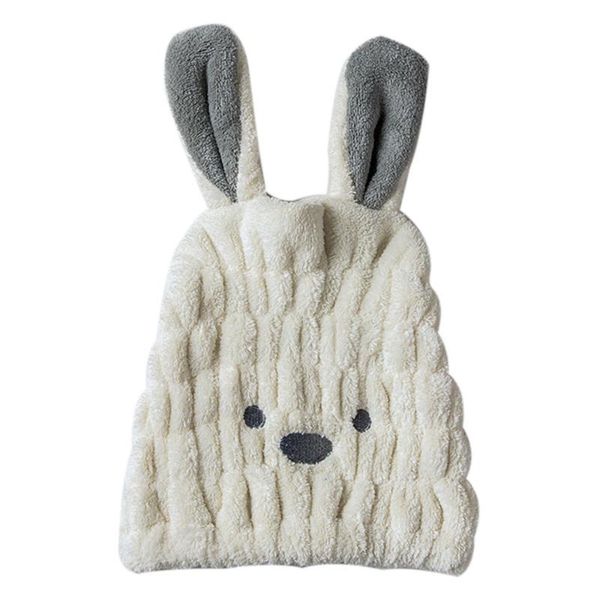 

towel coral fleece hair head wrap with ears rapid drying shower