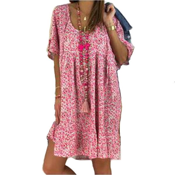 

party dresses ladies casual beach wear a line summer holiday high waist loose women dress mid length floral print ruffle sleeve scoop neck, White;black