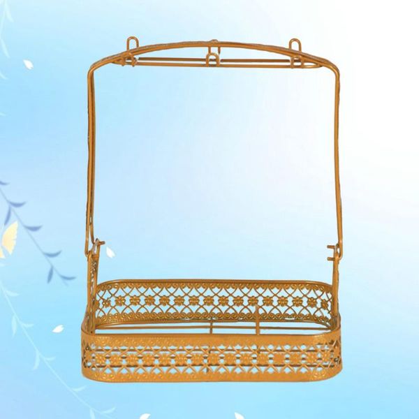 

kitchen storage & organization ceramic cups shelf european style coffee cup rack organizer carved wrought iron plating basket - square shape