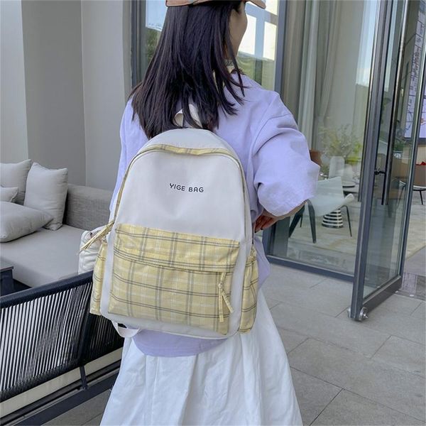 

outdoor bags book bag rucksack teenage girls school season student schoolbag fashion zipper plaid college bagpack