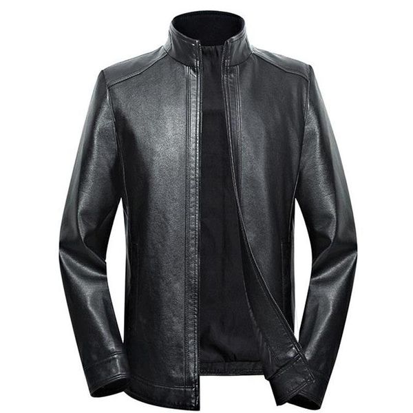 

men's leather & faux plus size men split jacket 5xl 6xl 7xl 2021 spring and autumn zipper male sheepskin father outwear p07, Black