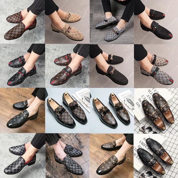 

luxury brand men genuine printed pattern leather shoe designer pointed toe oxfords dress brogues wedding party business shoes large size 38-, Black