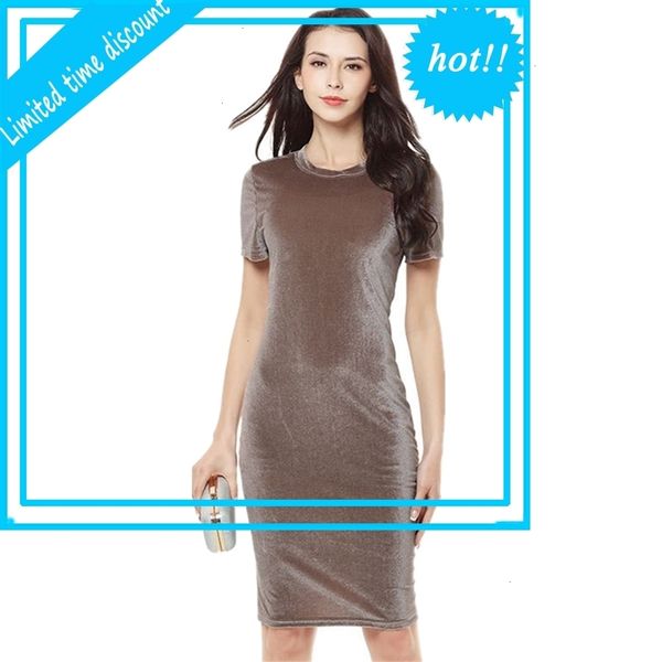 

chsdcsi bodycon slim evening black velvet pencil dresses women's party dress dames solid short mouths formula o neck knee length