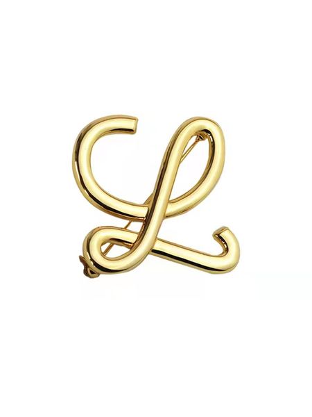 

geometric letter brooch gold-plated high-quality texture hollow fashion suit coat brooch jewelry accessories, Gray