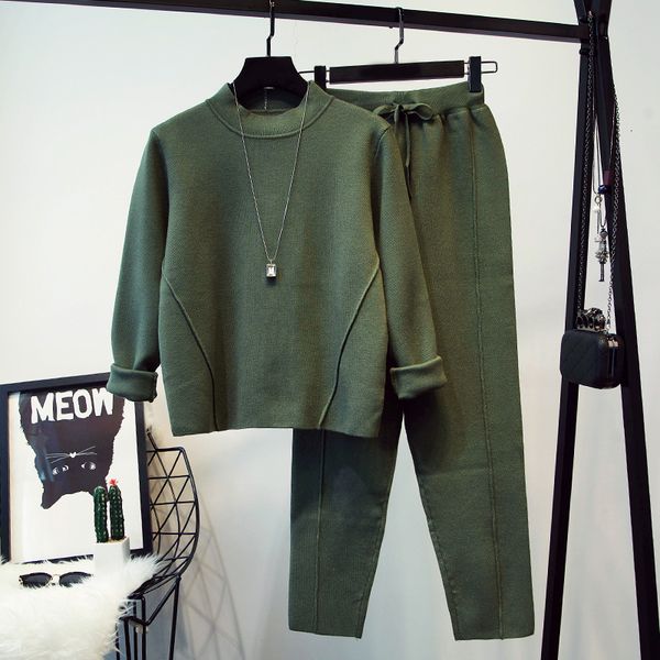 

2021 spring in the autumn new fashion simple and easy women knit hallen sweatshirt feet t twdj, Gray