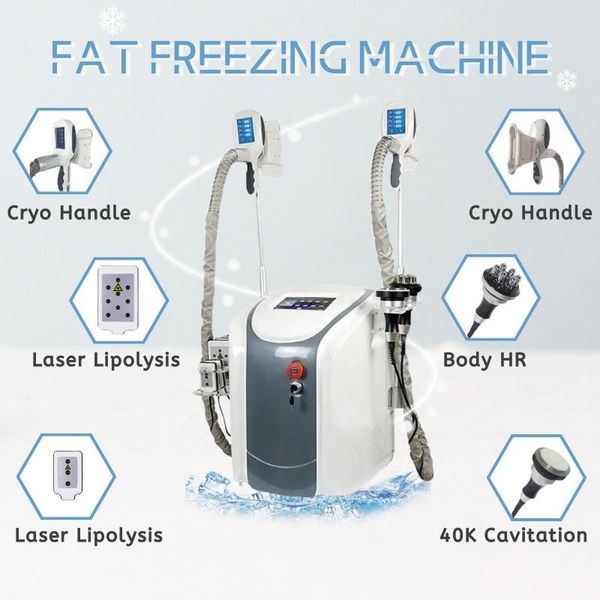 2021 Novo modelo Cryolipolysis Peso Reduza a máquina Cavitação do emagrecimento da crioterapia + RF + 40K + Lipo laser máquina de congelamento de gordura