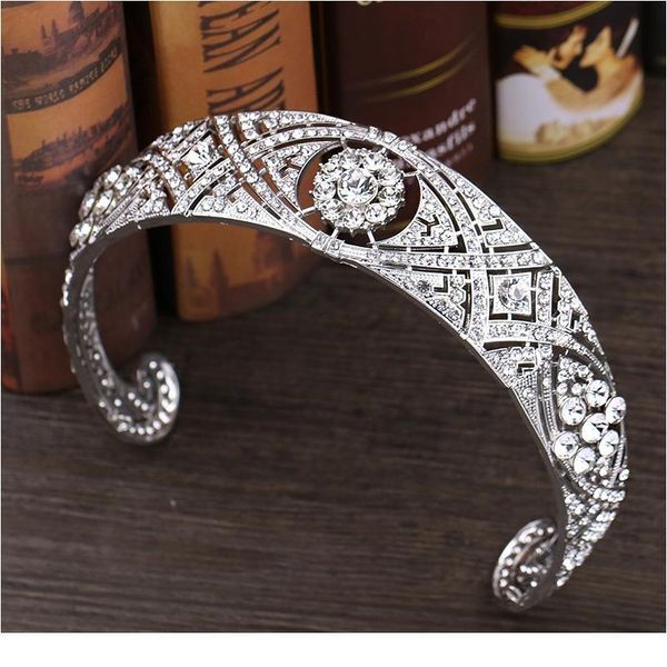 

crystal wedding bridal queen king crown headbands bride women tiara headpiece hair ornaments head jewelry acc jllaqh, Silver