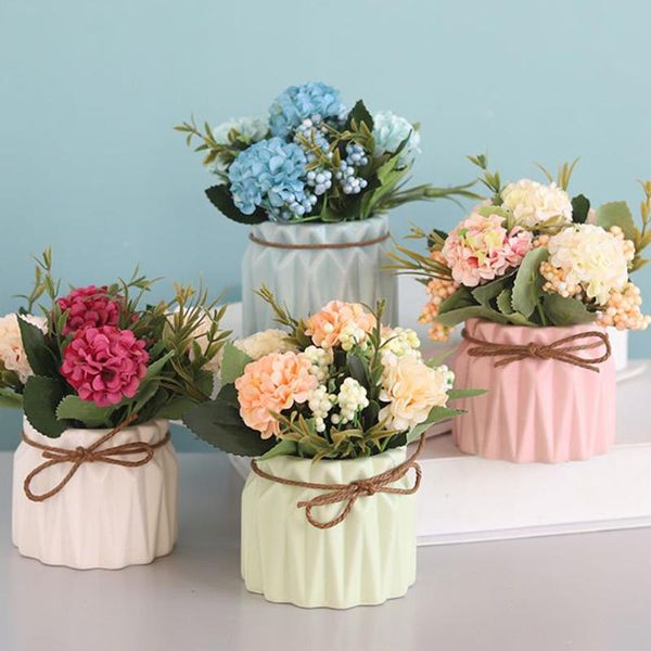 

vases simulation hydrangea potted ornaments artificial simulated plant bouquet bonsai home deskdecoration