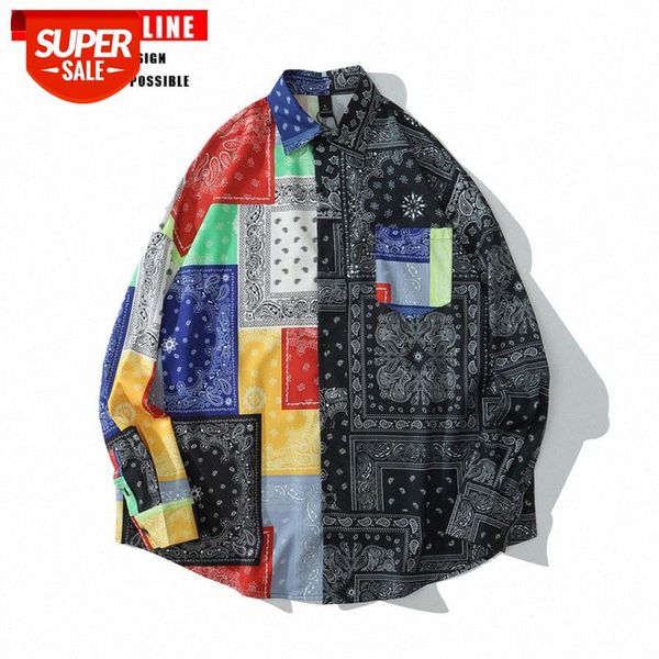 

tkpa flowing cashew floral printed shirt casual men's loose large size long sleeve flower thin #xz9i, White;black