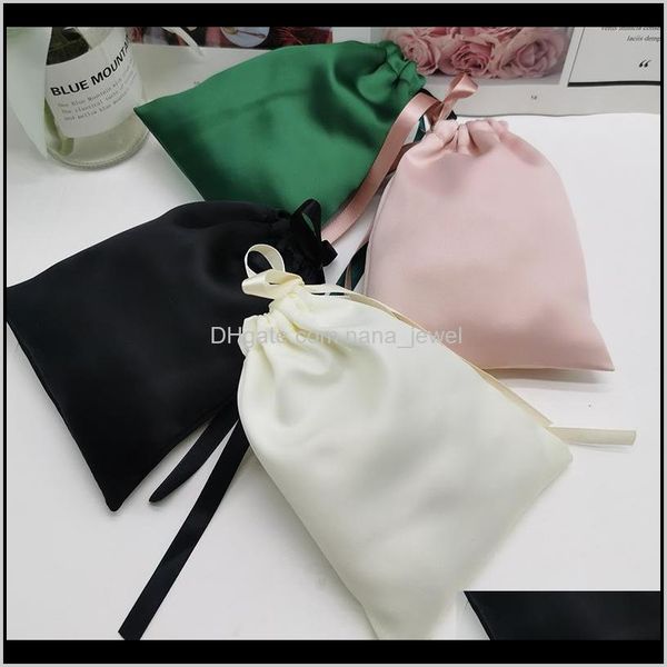 

silk satin jewelry gift bag drawstring dust proof jewellery cosmetic crafts storage pouches boutique sho qylmws luckyhat, Pink;blue