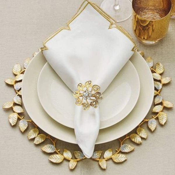 

napkin rings 6pcs metal flower ring holder serviette buckles for wedding party holiday banquet christmas dinner decor favor