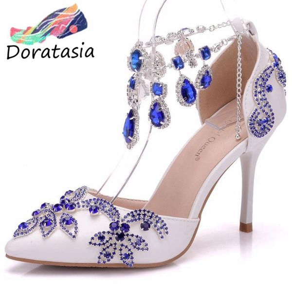 

sandals doratasia luxury women high heels crystal design shoes brand summer cover toe, Black
