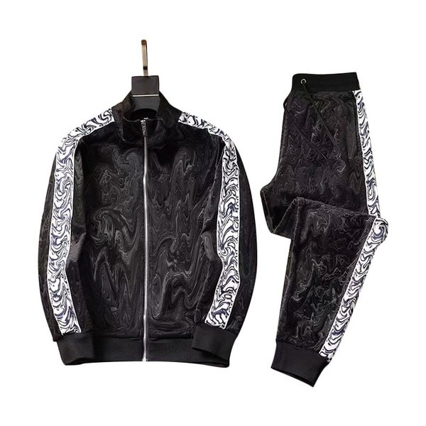 

tracksuits men casual suit men's sport style sets classic letter print 2-piece set long sleeve cardigan+jogger pants outdoor sportswear, Gray