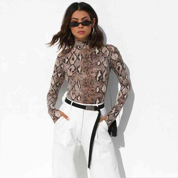 

womens snake skin grain long sleeve high neck bodysuits fashion jumpsuit bodysuit slim leotard shirt, Black;white