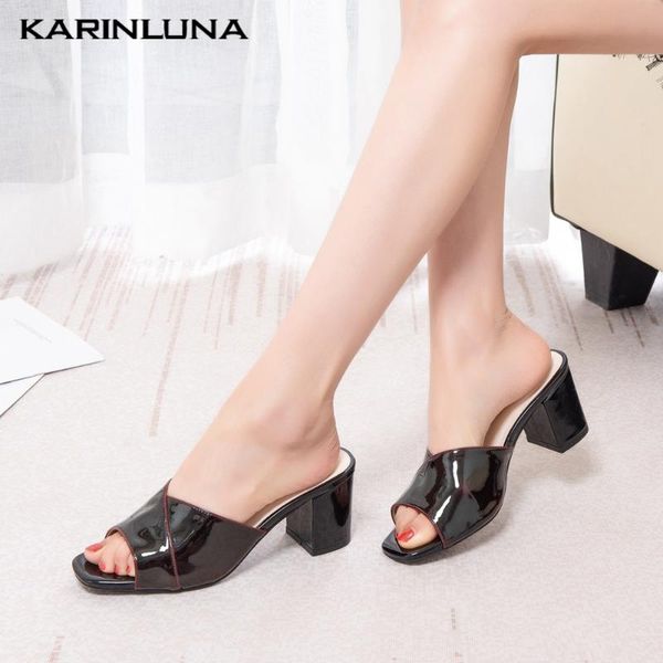 

dress shoes karin brand fashion slipper mules square high heels summer women's sandals pumps, Black