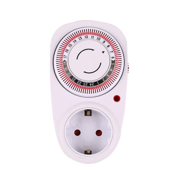 Timer 24 ore EU/US/UK Plug In Interruttore timer programmabile con messa a terra meccanica Presa per conto alla rovescia intelligente Spegnimento automatico per interni