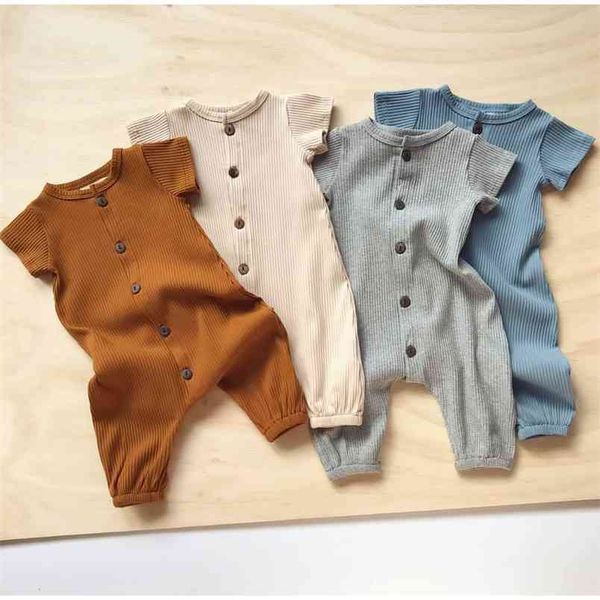 

bel*ow baby summer rompers modal ribbed jumpsuits infant onesie 210619, Blue