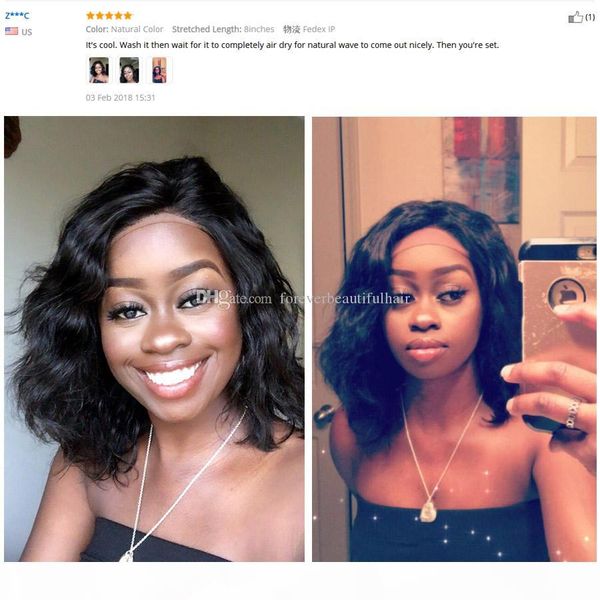 

short wavy lace front human hair wigs 130% density side part pre plucked brazilian lace front wigs with baby hair 13x4, Black;brown