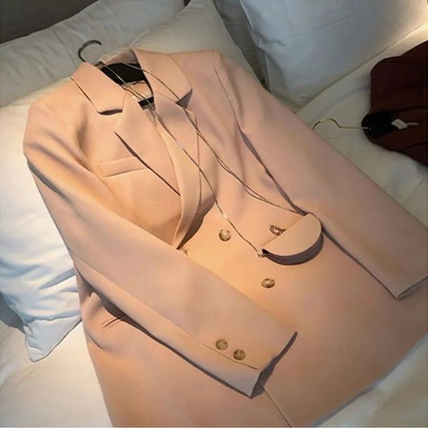 

women's suits & blazers korean women orange blazer double breasted spring autumn notched collar long sleeve office lady suit jacket cas, White;black