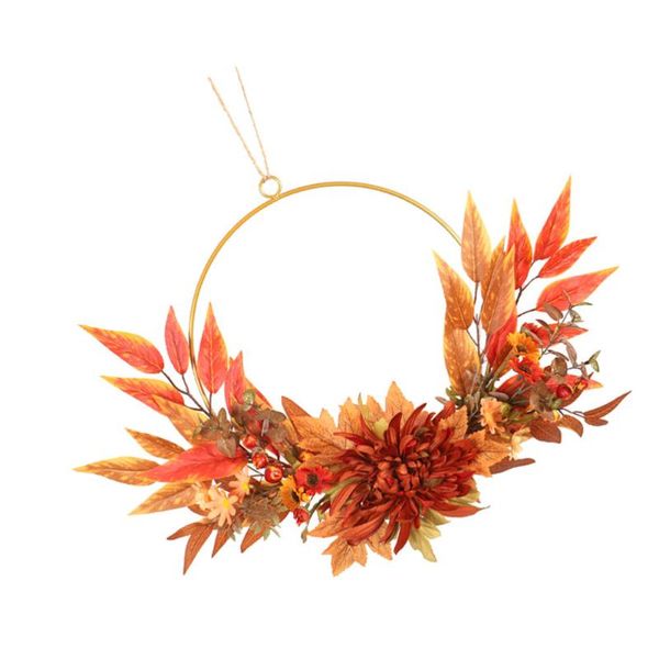 

decorative flowers & wreaths 1pc chrysanthemum wreath thanksgiving emulation garland orange