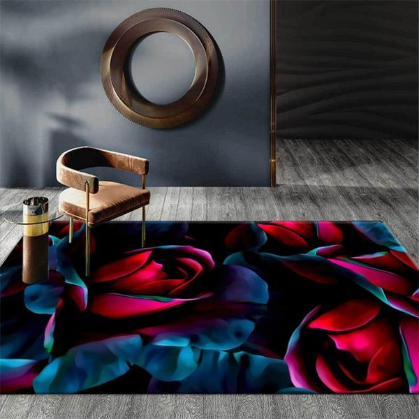 

carpets luxury red blue big flower carpet decoration floral 3d rugs room floor living mat rug bedside hallway bedroom for