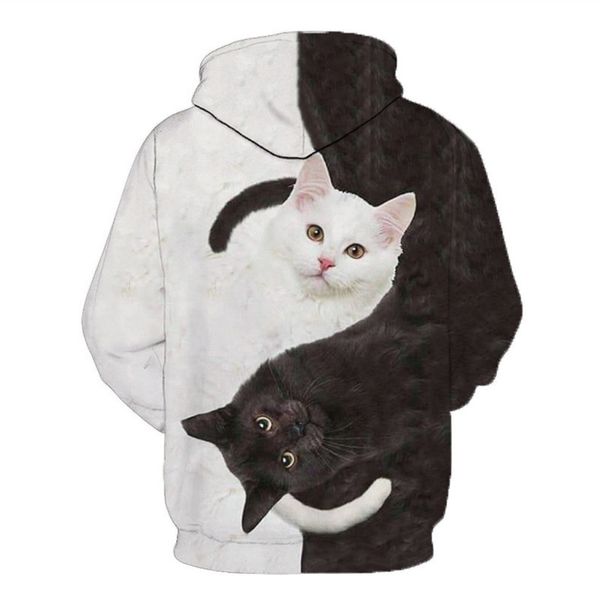 

2020 brand autumn casual womens sports hoodie fashion mens and womens long-sleeved black and white two cat sweatshirt, Gray
