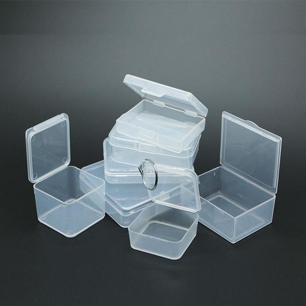 

gift wrap transparent plastic small square boxes packaging storage box with lid for jewelry accessories finishing