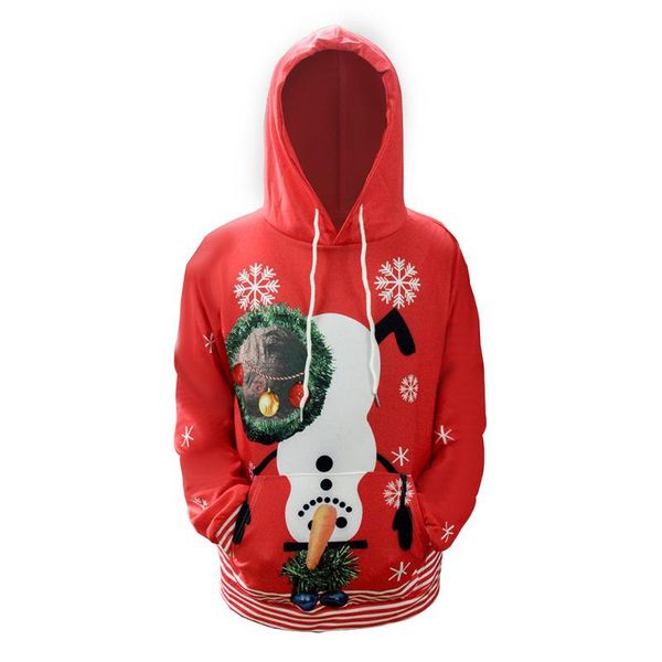 

women's hoodies & sweatshirts christmas series costume snowman 3d digital printed hoodie for theme party or daily dressing, Black