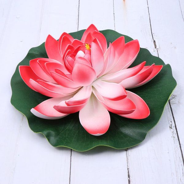 

1pc artificial floating water lily simulation lotus flower pond decor 28cm red