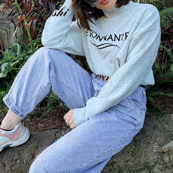 

women's jeans high waisted boyfriend for women loose casual harem denim pants push up vintage mom female gray autumn spring 2021, Blue