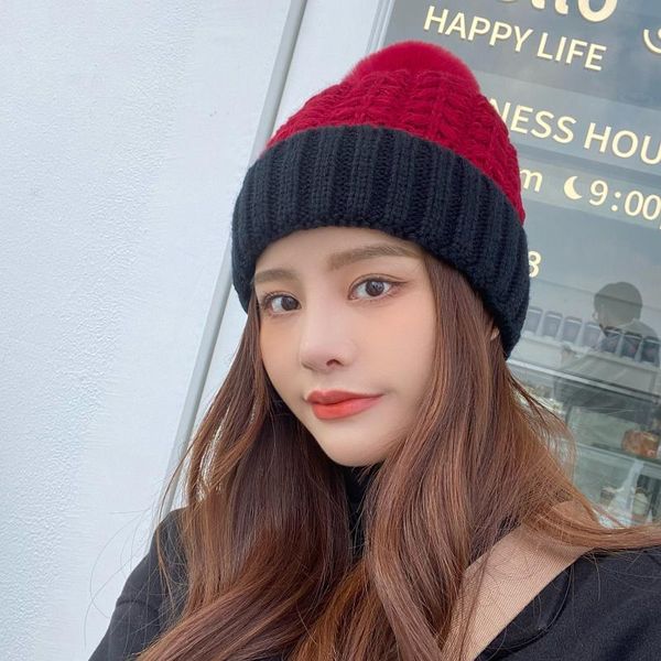 

caps & hats emmababy female woolen hat, adults stitching knitted cap earmuffs hat beanie for autumn winter, Yellow