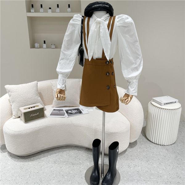 

spring summer women's fashions return bubble shirt skirt suspend two suit parts 276w, White