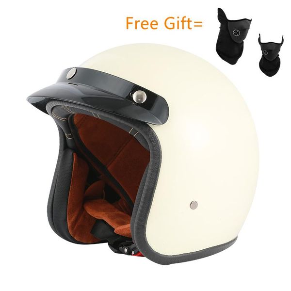

motorcycle helmets solid white half casque moto capacete helmet vintage 3/4 open face scooter dot gift
