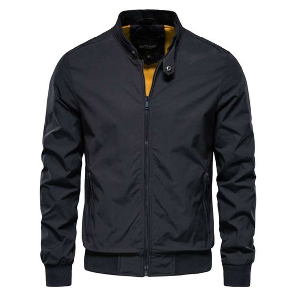 

aiopeson solid color baseball jacket men casual stand collar bomber s jackets autumn slim fit for 210928, Black;brown
