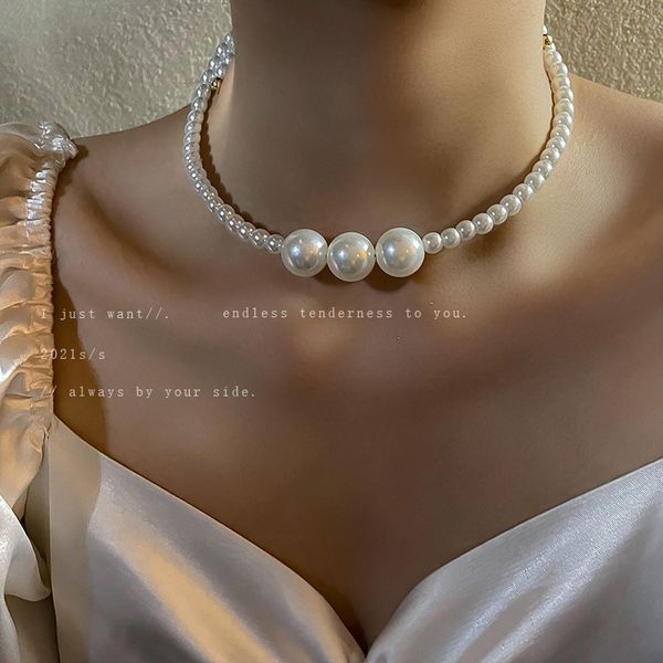 

korean pearl stretch collar simple design temperament 2021 new fashion versatile necklace women, Silver