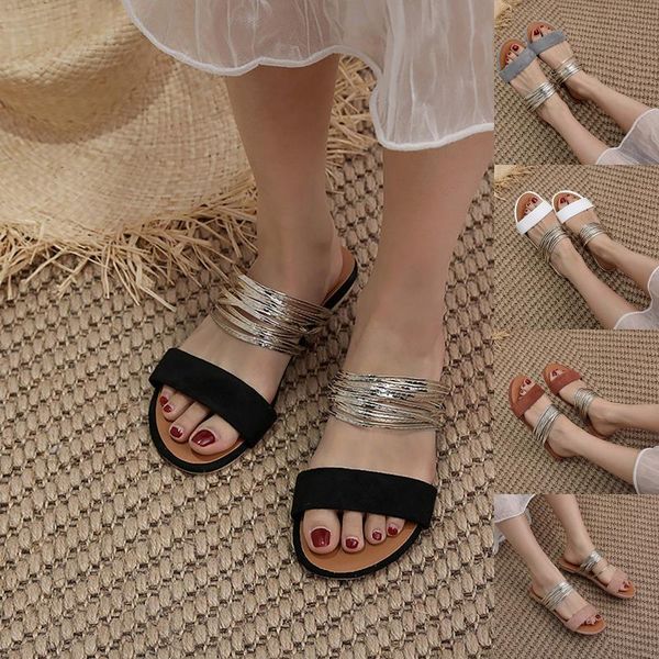 

sandals summer flat-bottomed comfortable open-toed women's and slippers sandales femmes Ã©tÃ© zapatos mujer, Black