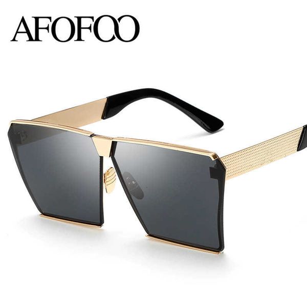 

sun glasses afofoo fashion oversized glasses metal frame square luxury brand designer women mirror glasses men uv400 big shades, White;black
