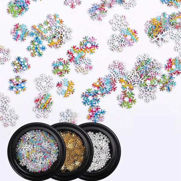 

nail art decorations 1box christmas gold glitter snowflake flakes slice sequins mixed decals diy 3d manicure, Silver;gold